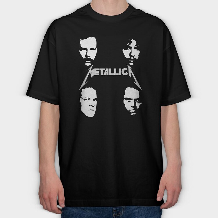METALLICA Faces, Tricou Oversize Barbati (Unisex)