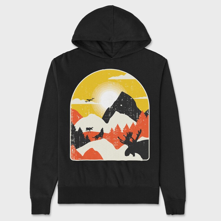 Mountains Wolf Moose, Hanorac Oversize Barbati (Unisex)