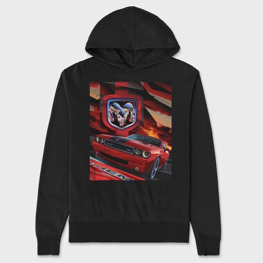 Dodge Challenger Srt Hemi Red, Hanorac Oversize Barbati (Unisex)