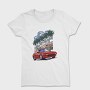 Hollywood Red Car Palm Tree Modern, Tricou Femei
