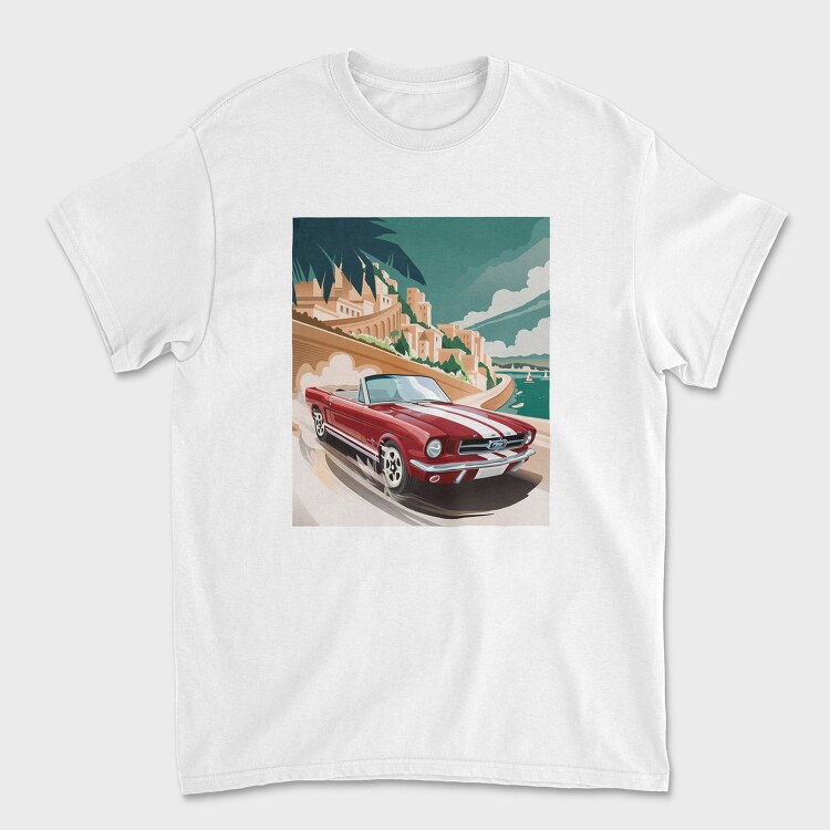 Mustang Coast Cruise Red, Tricou Barbati (Unisex)
