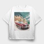 Mustang Coast Cruise Red, Tricou Oversize Barbati (Unisex)