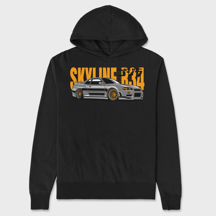 Nissan Skyline Gtr R34 Jdm Fast Mod, Hanorac Oversize Barbati (Unisex)