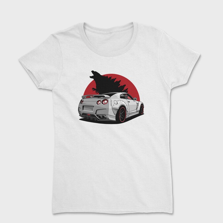 Silver Nissan Gtr Wolf Red Moon, Tricou Femei