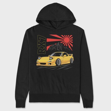 Yellow Nissan Rx7 Fast Metallic, Hanorac Oversize Barbati (Unisex)