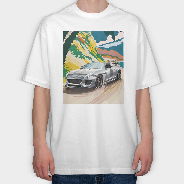 Jaguar F Type Speed Cruise, Tricou Oversize Barbati (Unisex)