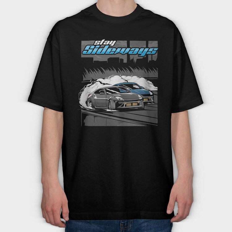 Sideways Drift Car Smoke, Tricou Oversize Barbati (Unisex)