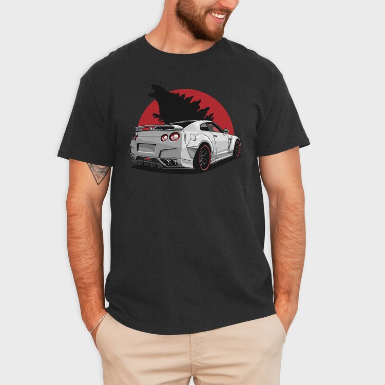 Silver Nissan Gtr Wolf Red Moon, Tricou Barbati (Unisex)