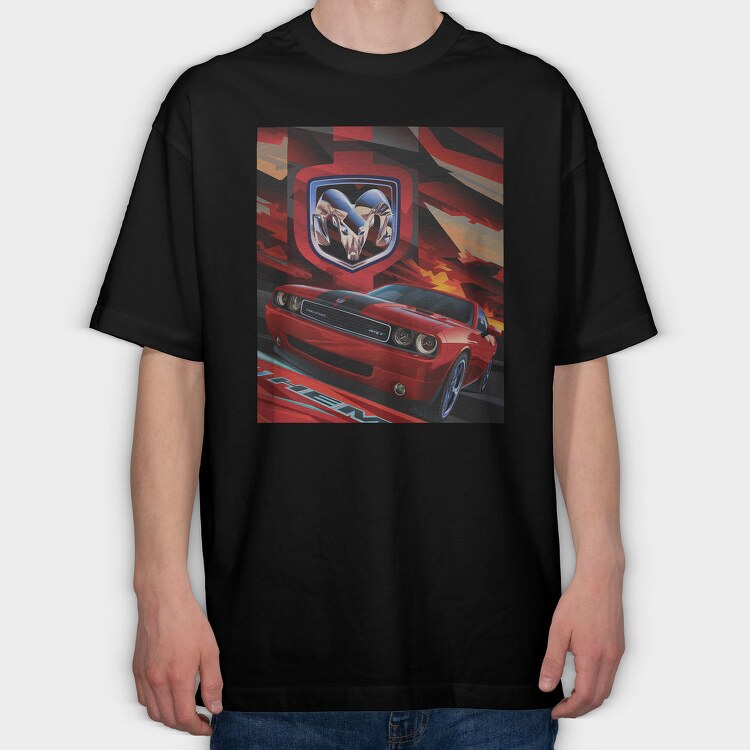 Dodge Challenger Srt Hemi Red, Tricou Oversize Barbati (Unisex)