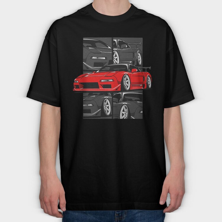 Red Nissan 240Sx Stance, Tricou Oversize Barbati (Unisex)
