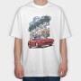 Hollywood Red Car Palm Tree Modern, Tricou Oversize Barbati (Unisex)