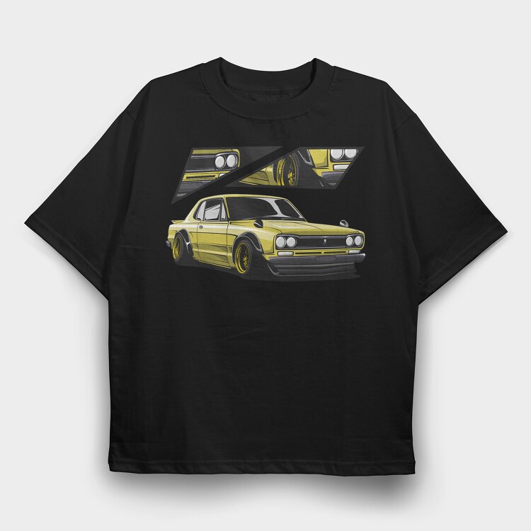 Yellow Nissan 240Sx Stance Fast, Tricou Oversize Barbati (Unisex)