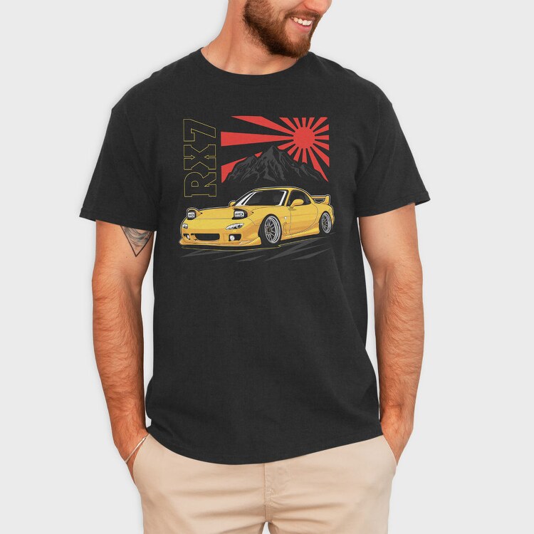 Yellow Nissan Rx7 Fast Metallic, Tricou Barbati (Unisex)