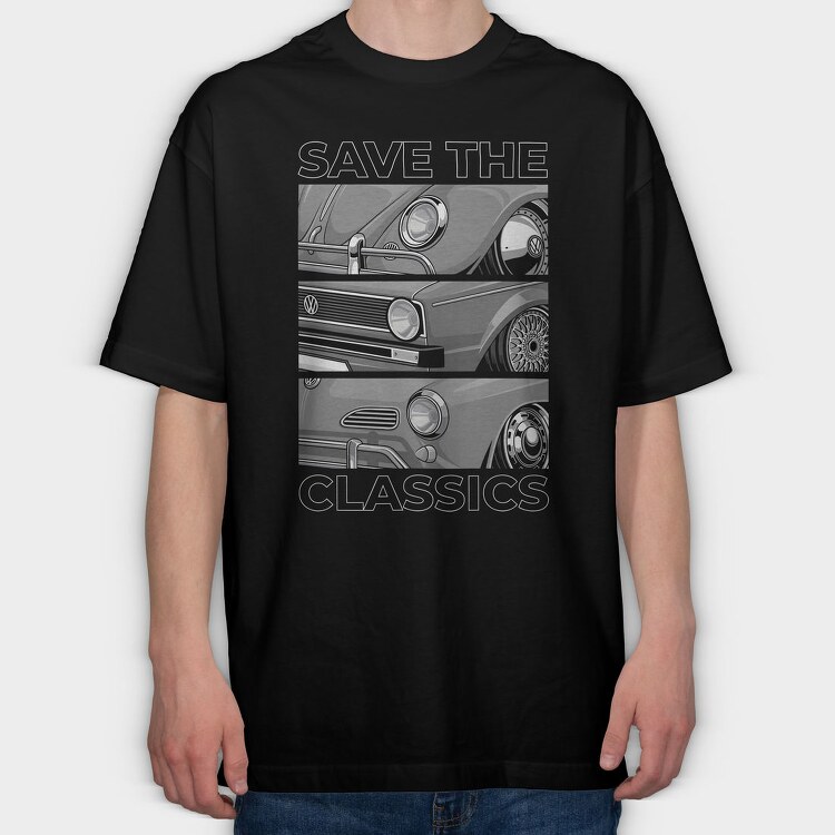 Save The Classics 1960S Car Artwork, Tricou Oversize Barbati (Unisex)
