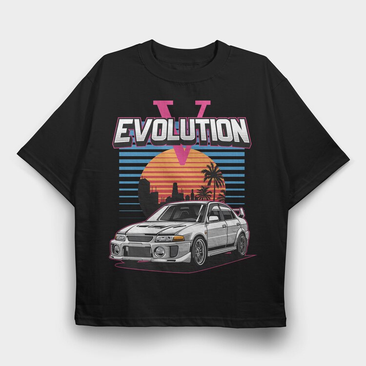 Retro Car Evolution, Tricou Oversize Barbati (Unisex)