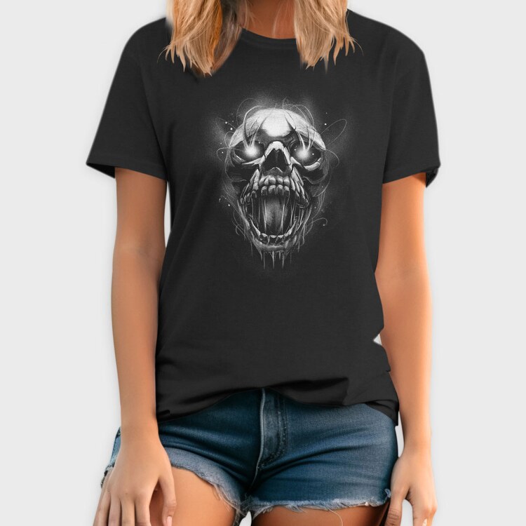 Creepy Skull Light Monochrome, Tricou Barbati (Unisex)
