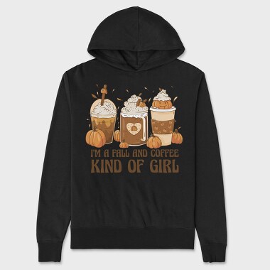 Autumn Coffee Drinks Fall And Girl, Hanorac Oversize Barbati (Unisex)