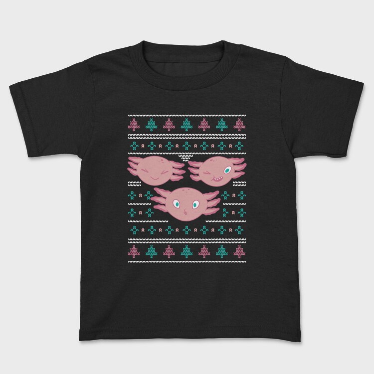 Axolotl Christmas Sweater Ugly, Tricou Copii