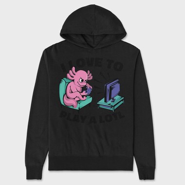 Axolotl Playing Video Games Gamer Couch Tv, Hanorac Oversize Barbati (Unisex)