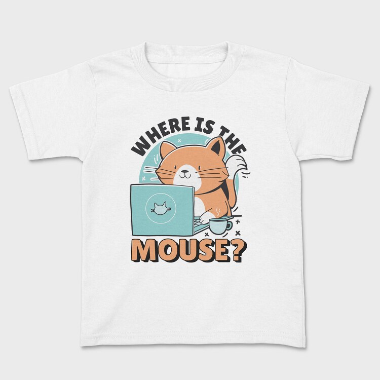 Cat Using Computer Mouse, Tricou Copii