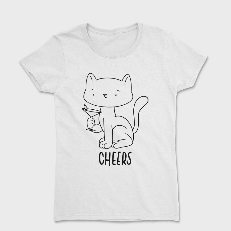 Cat With Drink Stroke Cheers, Tricou Femei