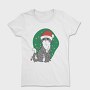 Cat With Fairy Lights Christmas, Tricou Femei