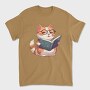 Cat With Glasses Reading Book, Tricou Barbati (Unisex)
