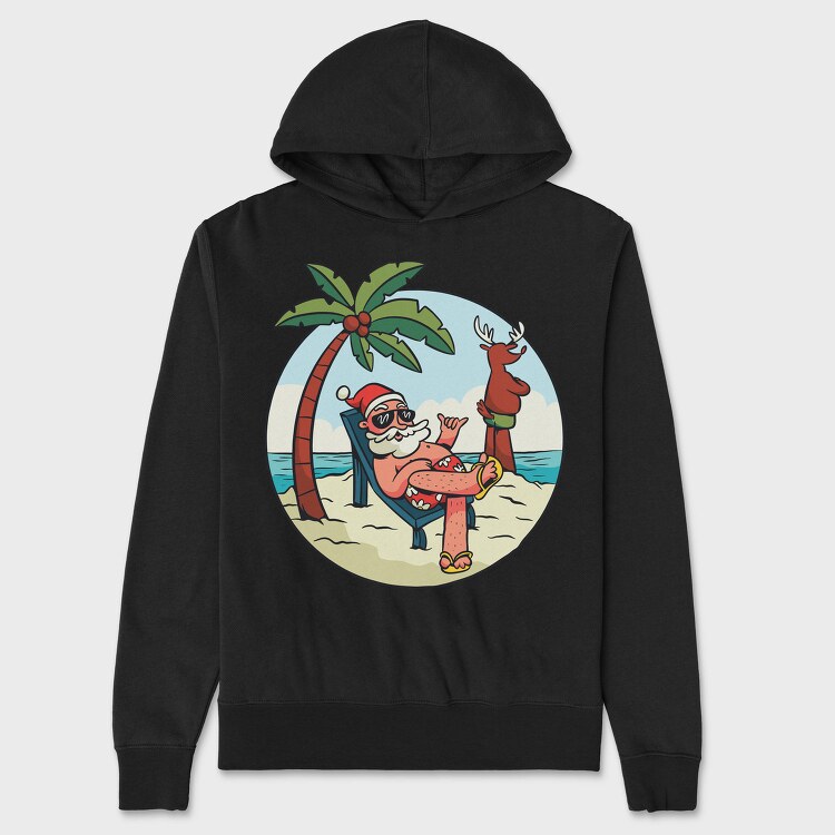Beach Summer Santa Claus, Hanorac Oversize Barbati (Unisex)