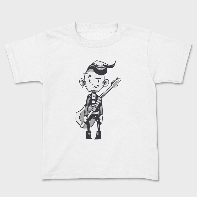 Character Holding Guitar Punk, Tricou Copii