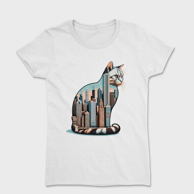 Chicago Skyline Cat, Tricou Femei