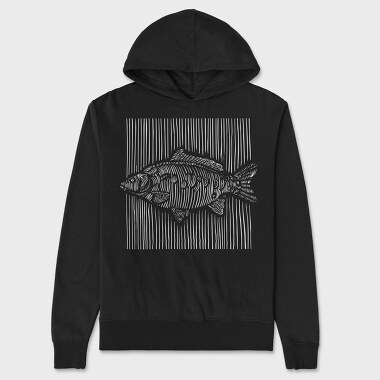 3D Lines Carp Fish White Lines, Hanorac Oversize Barbati (Unisex)