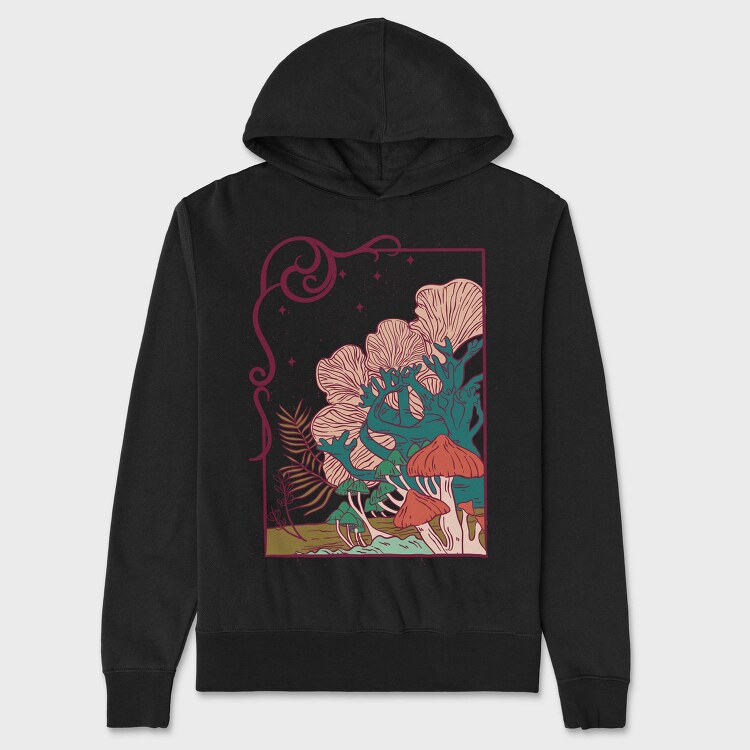 Cool Mushrooms Illustration, Hanorac Oversize Barbati (Unisex)
