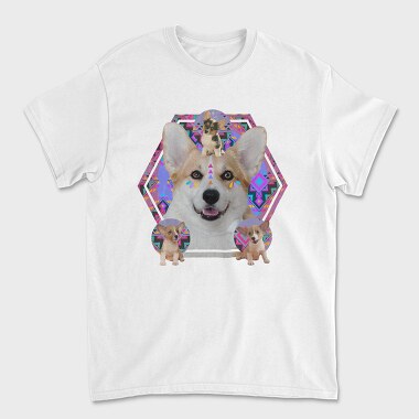 Corgi Psychedelic Collage, Tricou Barbati (Unisex)