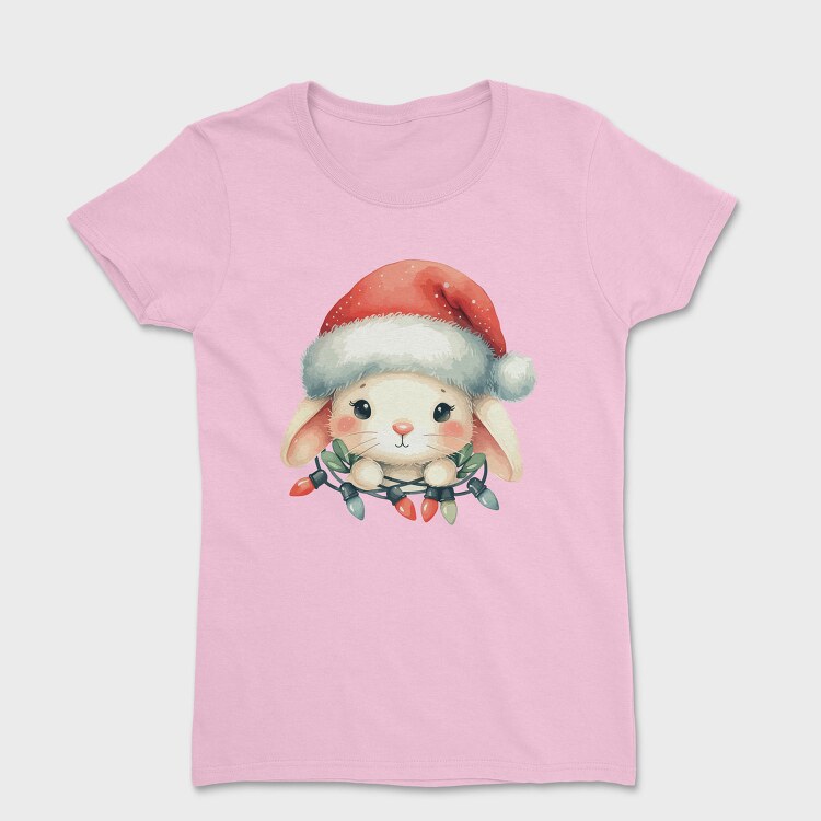 Christmas Bunny Watercolor, Tricou Femei