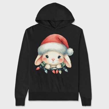 Christmas Bunny Watercolor, Hanorac Oversize Barbati (Unisex)