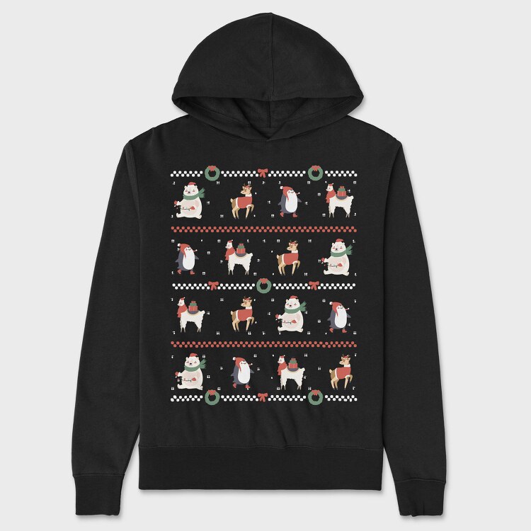Christmas Characters Sweater Ugly Animals, Hanorac Oversize Barbati (Unisex)