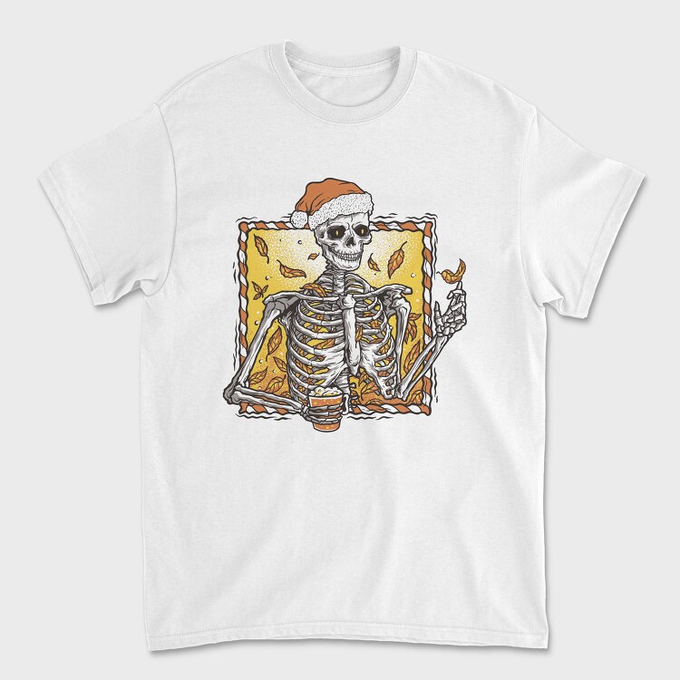 Christmas Skeleton Fall Autumn Leaves Skuelleton, Tricou Barbati (Unisex)