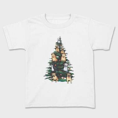 Christmas Tree With Dogs Realistic, Tricou Copii