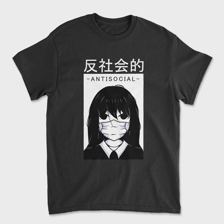 Anime Antisocial Girl Face Mask, Tricou Barbati (Unisex)