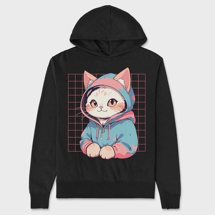Anime Cat Cute, Hanorac Oversize Barbati (Unisex)