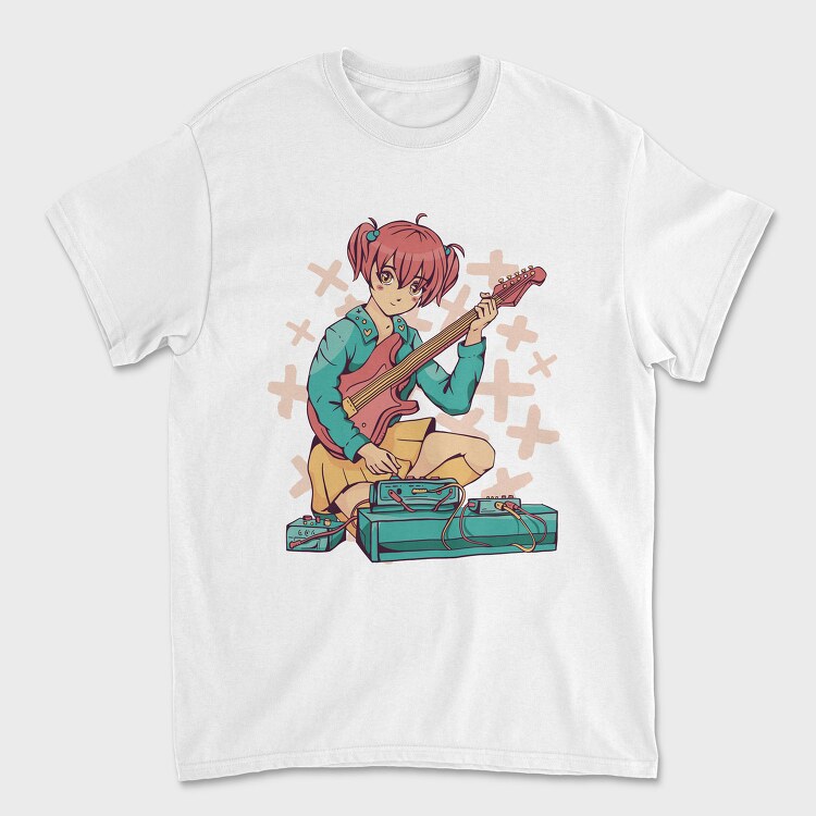 Anime Girl Electric Guitar Pedals, Tricou Barbati (Unisex)