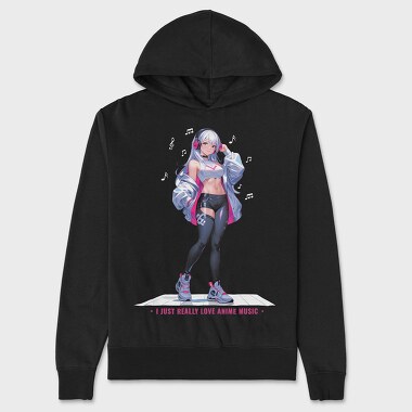 Anime Music Lover Girl, Hanorac Oversize Barbati (Unisex)