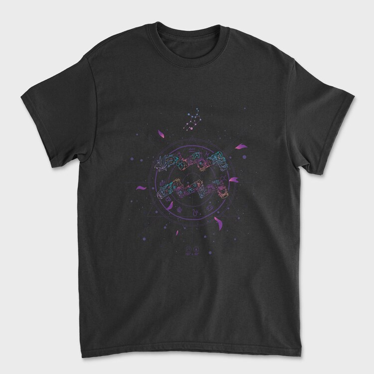 Aquarius Floral Zodiac Sign Aqarius, Tricou Barbati (Unisex)