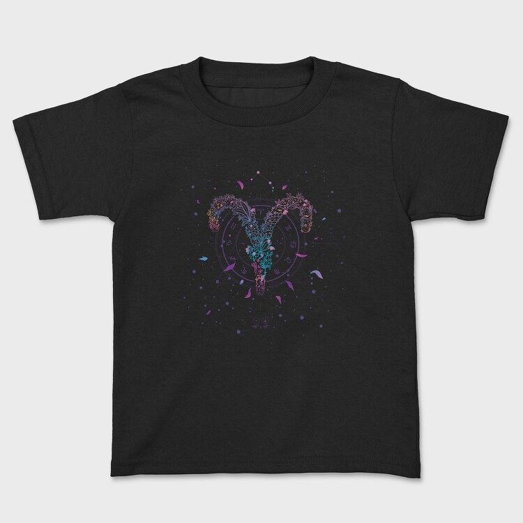 Aries Floral Zodiac Sign, Tricou Copii