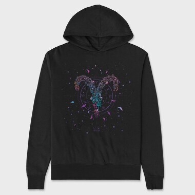 Aries Floral Zodiac Sign, Hanorac Oversize Barbati (Unisex)