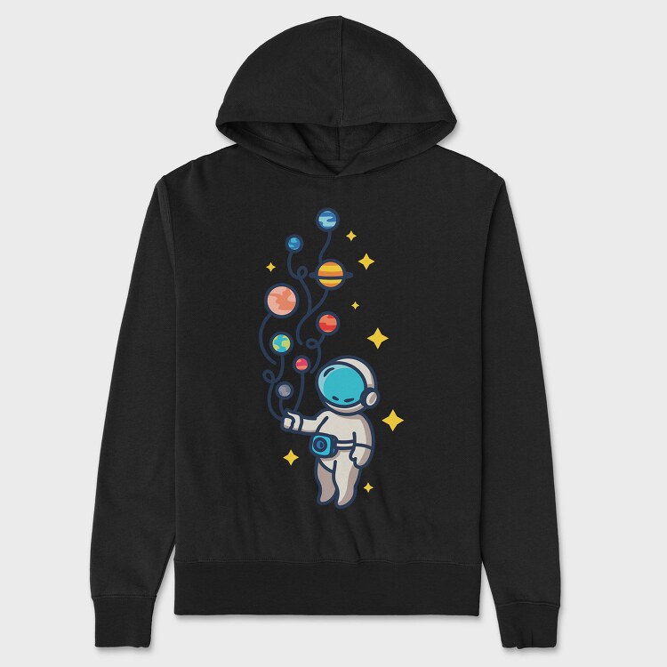 Astronaut And Balloon Planets, Hanorac Oversize Barbati (Unisex)