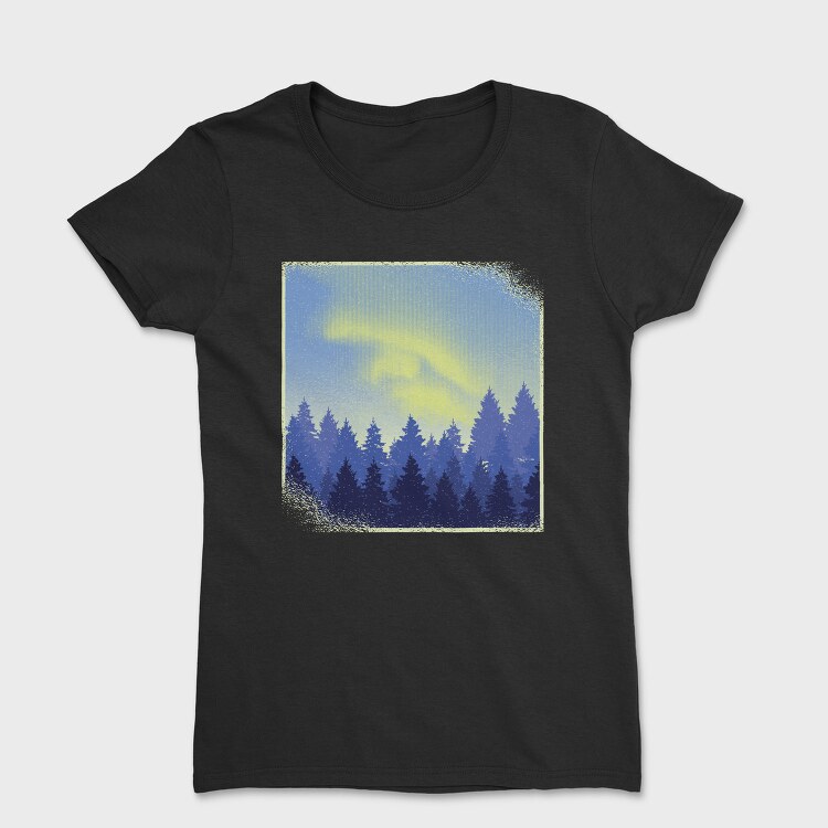 Aurora Borealis Landscape Winter Forests, Tricou Femei