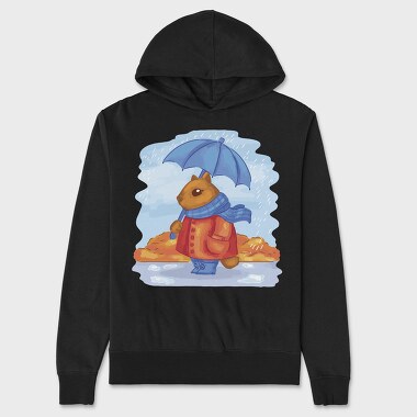 Autumn Squirrel Rainy Watercolor, Hanorac Oversize Barbati (Unisex)