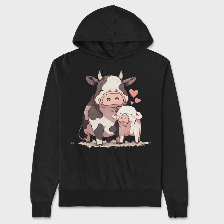 Cow And Pig Love Pig Cow, Hanorac Oversize Barbati (Unisex)