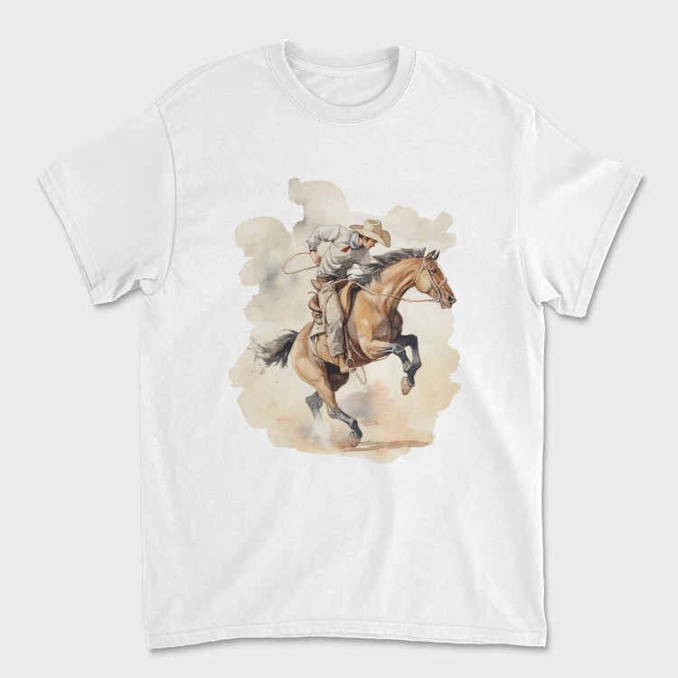 Cowboy Riding Horse Bucking, Tricou Barbati (Unisex)